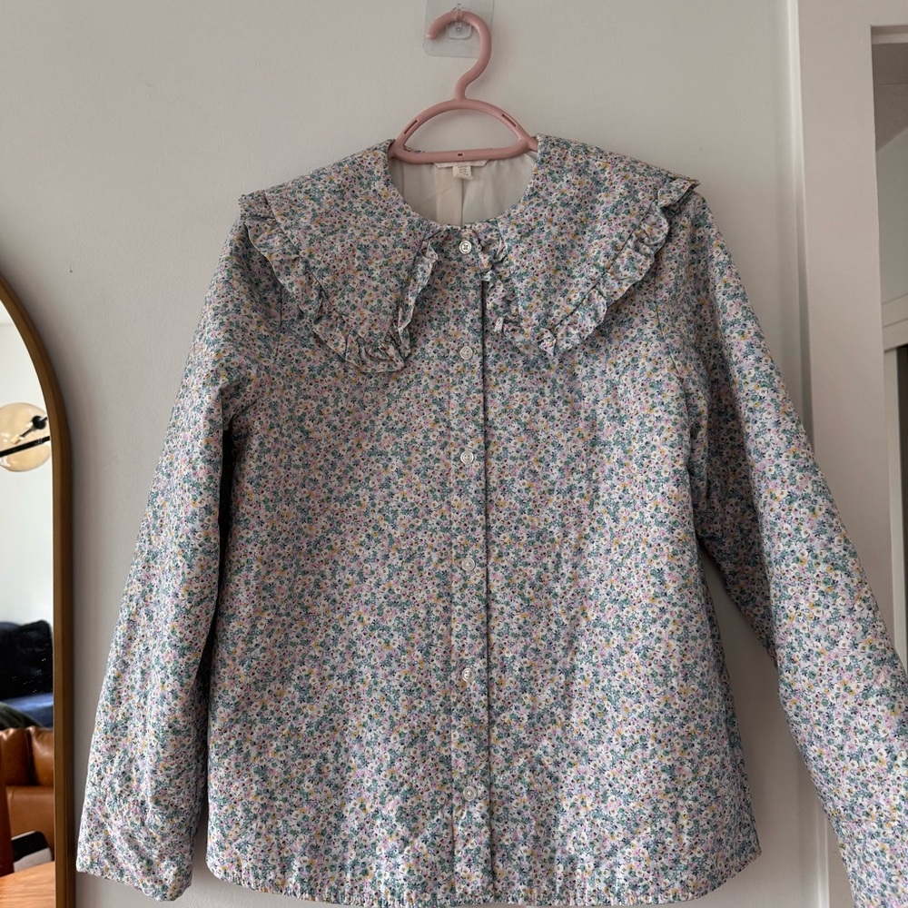 Floral Ruffle Collar Women's Shacket